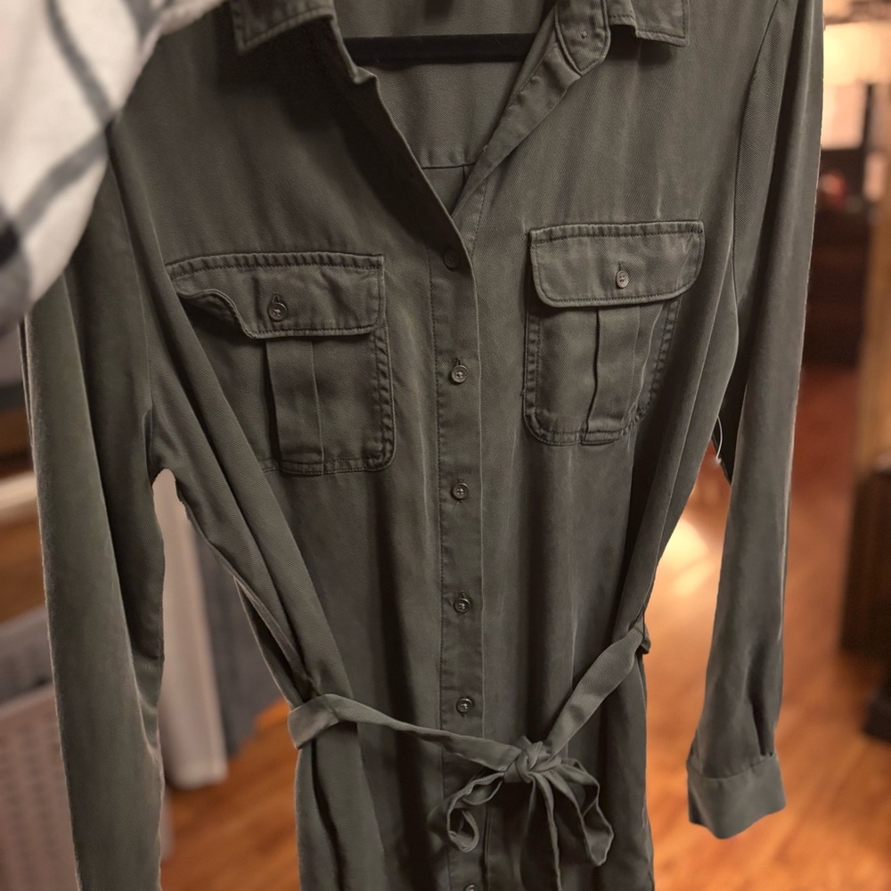 Daily Ritual Olive Button-Front Utility Shirtdress - Picture 11 of 12